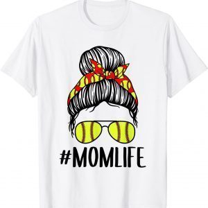Momlife Messy Bun Softball Mom Bandana Mothers Day 2022 Shirt
