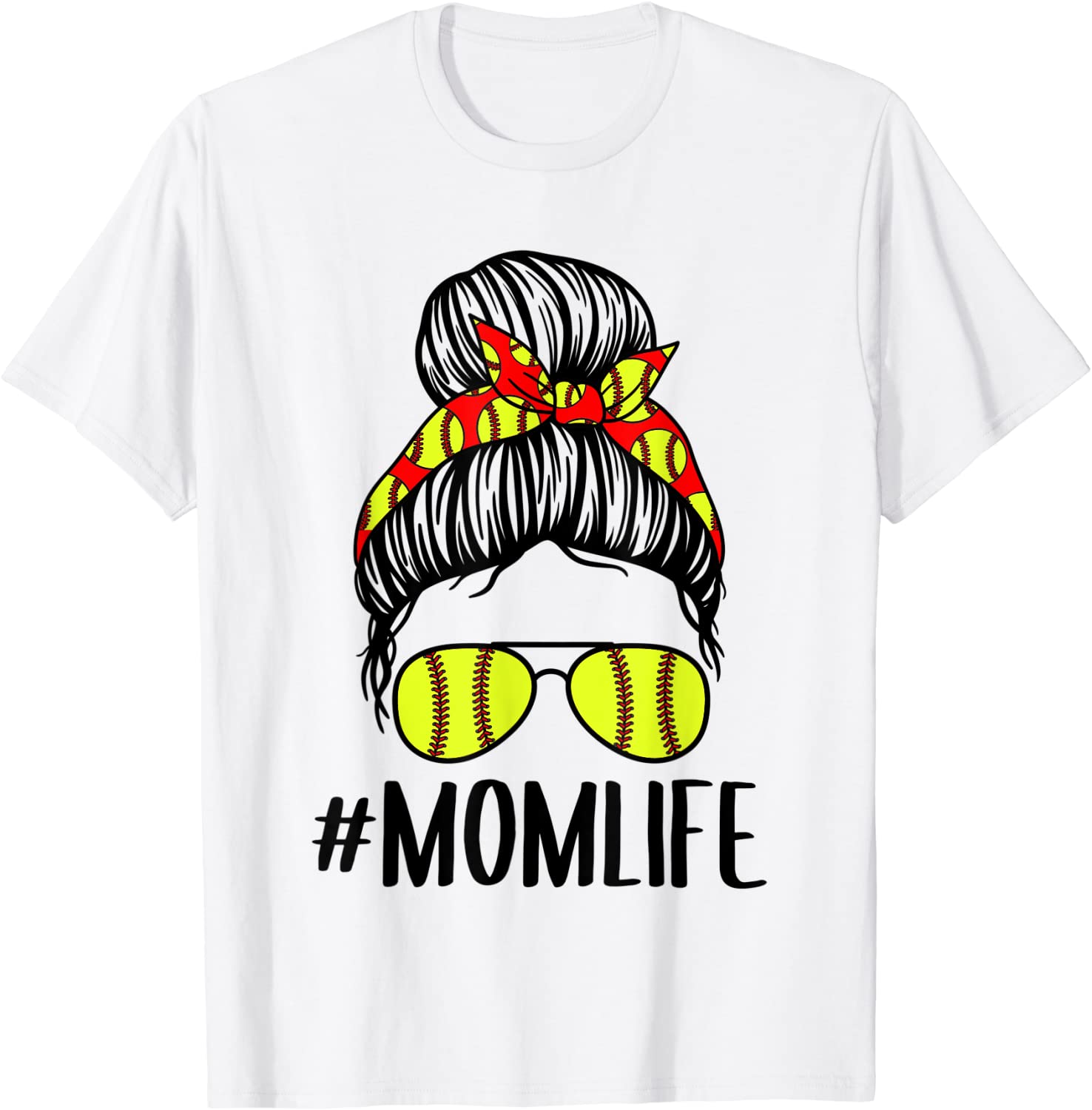 Momlife Messy Bun Softball Mom Bandana Mothers Day 2022 Shirt