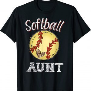 Softball Aunt Leopard Tee Ball Mother's Day 2022 Shirt