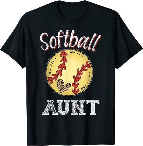 Softball Aunt Leopard Tee Ball Mother's Day 2022 Shirt