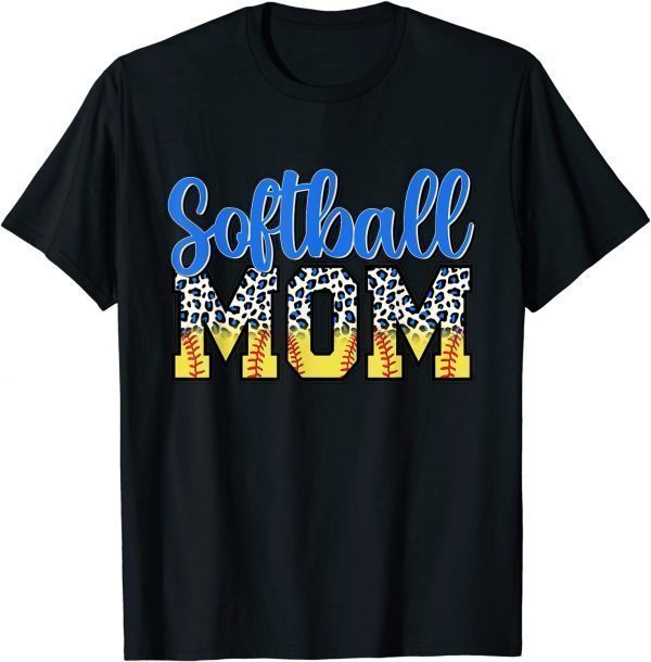 Softball Mom Baseball Mom Leopard Mother's Day 2022 T-Shirt