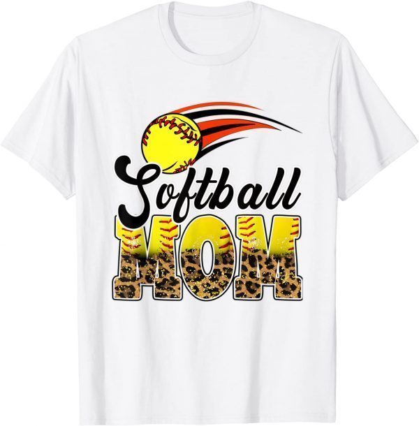 Softball Mom Leopard Baseball Mom Mother's Day 2022 T-Shirt