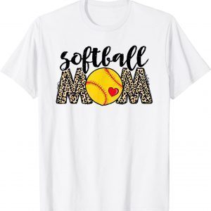 Softball Mom Leopard Baseball Sports Lovers Mother's Day 2022 Shirt