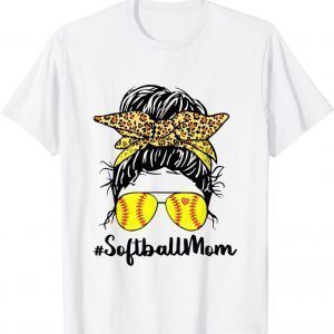 Softball Mom Life Leopard Messy Bun Game Day 2022 Shirt