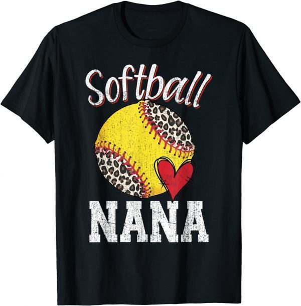 Softball Nana Leopard Tee Ball Mother's Day 2022 Shirt