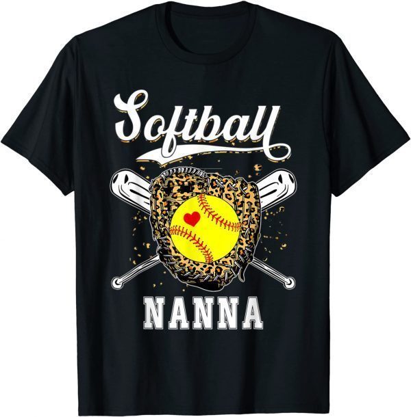 Softball Nanna Leopard Game Day Softball Mother's Day 2022 Shirt