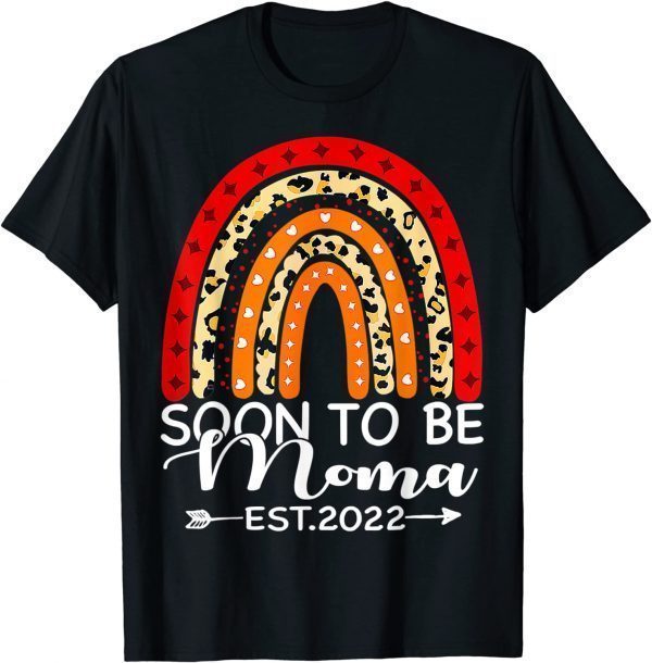 Soon To Be Moma Est 2022 Mother's Day Rainbow Leopard Classic Shirt