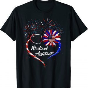 Stethoscope Sunflower Patriotic Medical Assistant 4th July 2022 Shirt