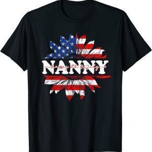 Sunflower American Nanny Patriotic USA Flag 4th Of July Classic Shirt