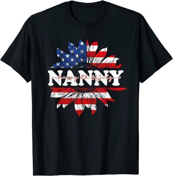 Sunflower American Nanny Patriotic USA Flag 4th Of July Classic Shirt