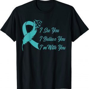 Teal Sexual Assault Awareness Green Feather Ribbon 2022 Shirt