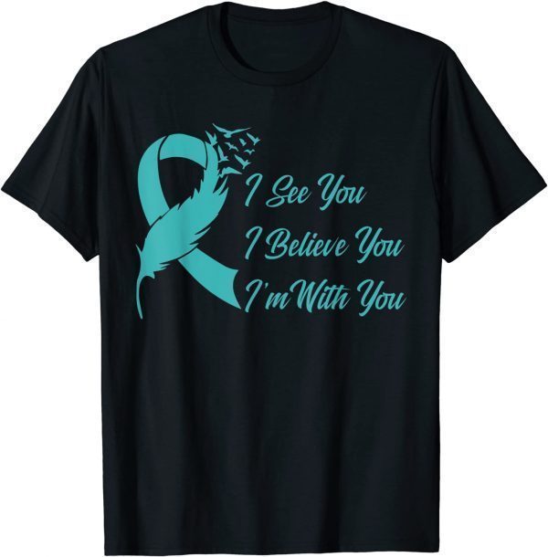 Teal Sexual Assault Awareness Green Feather Ribbon 2022 Shirt