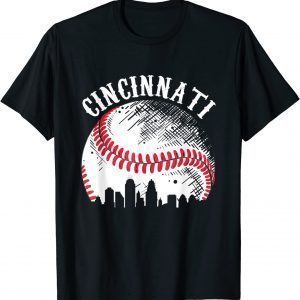 Vintage Cincinnati Skyline City Baseball Tee Met At Gameday T-Shirt