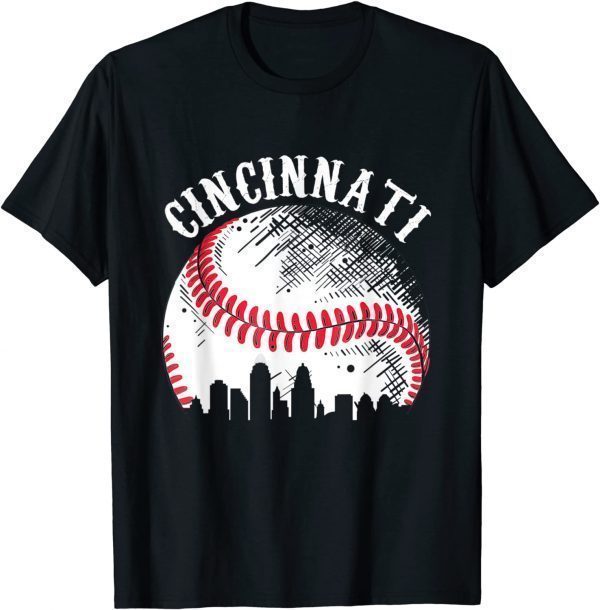 Vintage Cincinnati Skyline City Baseball Tee Met At Gameday T-Shirt
