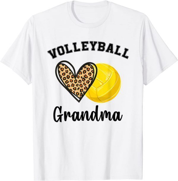 Volleyball Grandma Leopard Heart Sports Players Mothers Day 2022 T-Shirt