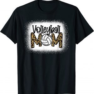 Volleyball Mom Leopard Bleached Mother's Day Classic Shirt