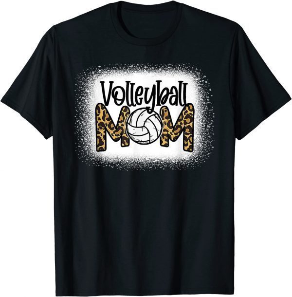 Volleyball Mom Leopard Bleached Mother's Day Classic Shirt