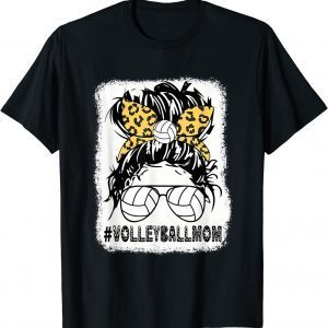 Volleyball Mom Leopard Messy Bun Ball Mom Mother's Day 2022 Limited Shirt