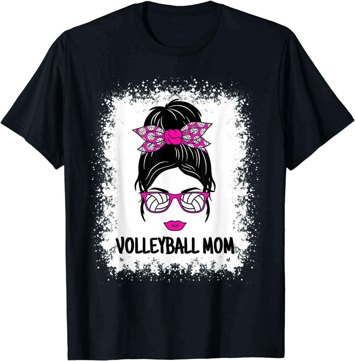Volleyball Mom Messy Bun Volleyball Ladies 2022 T-Shirt - Teeducks