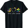 colorful puzzle pieces Autism Awareness Peace Autism love 2022 Shirt