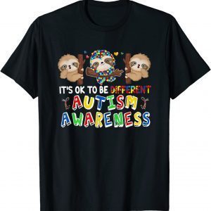 it's OK To Be Different Autism Awareness Puzzle Ribbon Sloth Classic Shirt