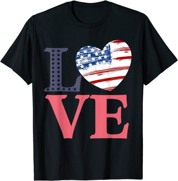 4th Fourth of July Patriotic Love US Flag Heart Independence 2022 Shirt