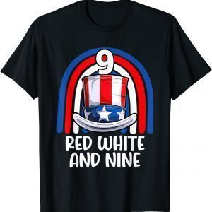 4th of July Red White 9 Years American Flag 2022 Shirt