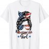 All American Girl 4th Of July Vintage Daughter Messy Bun US 2022 T-Shirt