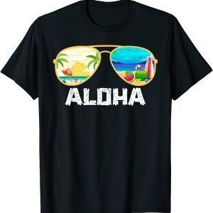 Aloha Hawaii Hawaiian Island Sunglasses Palm Trees Beach 2022 T-Shirt