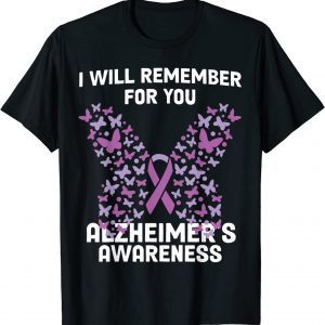 Alzheimer's awareness Ribbon Purple Butterflies 2022 T-Shirt