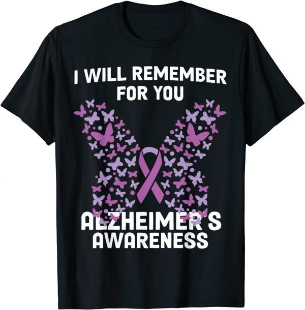 Alzheimer's awareness Ribbon Purple Butterflies 2022 T-Shirt
