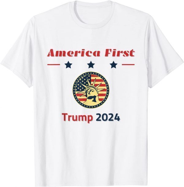 America First Save America Again Trump 2024 Retro USA Flag Classic Shirt