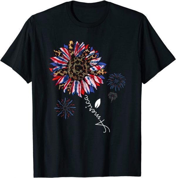 America Sunflower Flag Leopard Tie Dye Patriotic 4th Of July 2022 Shirt