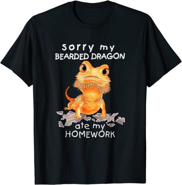 Bearded Dragon Cute Lizard Beardie Ate My Homework 2022 Shirt