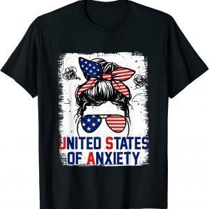 Bleached Messy Bun Patriotic United States Anxiety 2022 Shirt