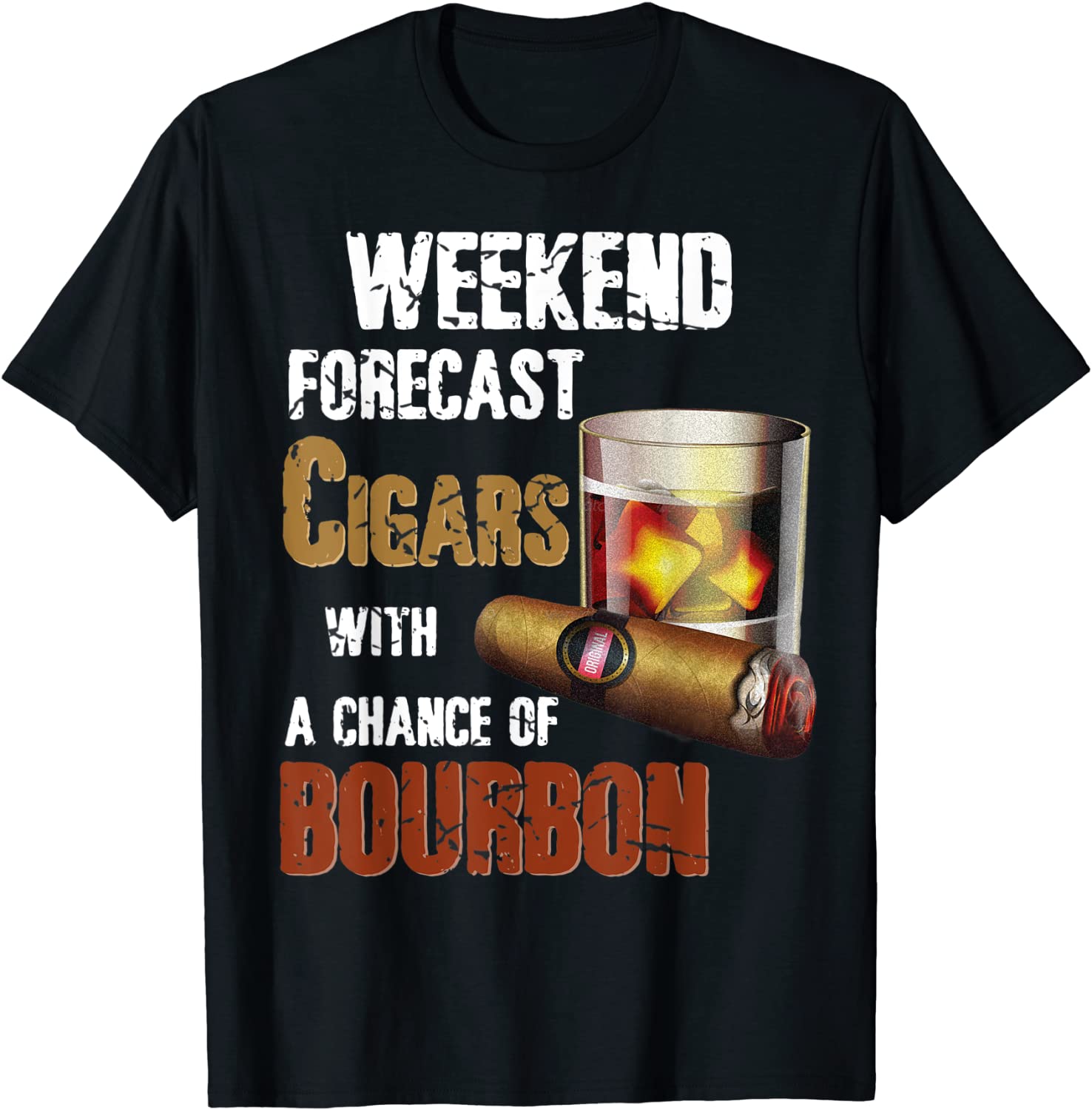 Bourbon Cigar Lover Cigars Smokers Whiskey Drinking Shirt