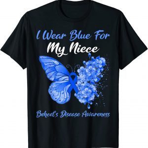 Butterfly I Wear Blue For My Niece Behcet's Disease Warrior T-Shirt
