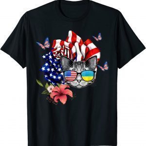 Cat proud and rose American Flag 4th Of July 2022 Shirt