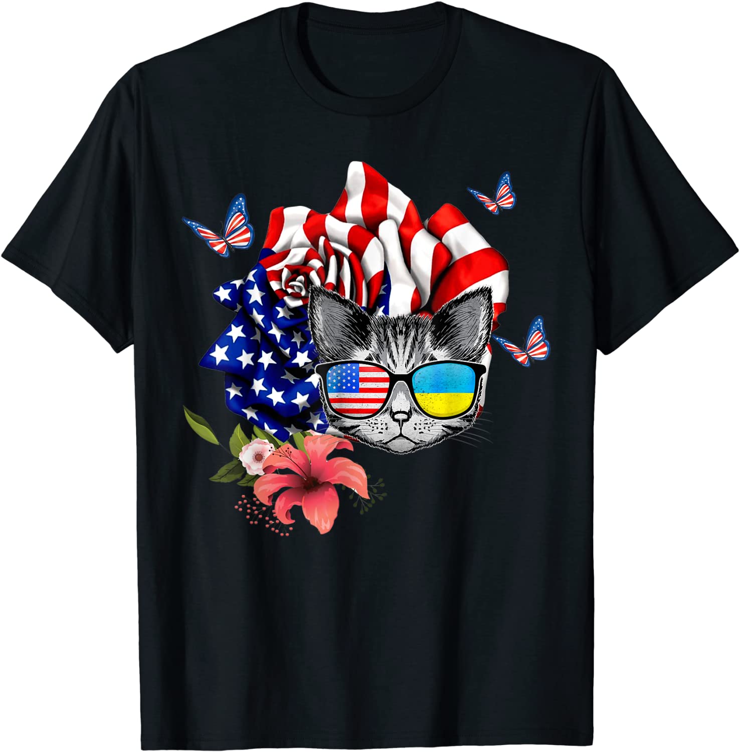 Cat proud and rose American Flag 4th Of July 2022 Shirt