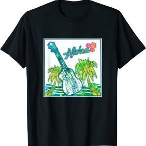 Colorful Hawaiin Aloha Ukelele with Palm Trees and Water Classic Shirt