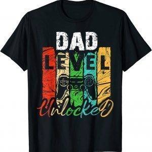Cool Father's Day Pregnancy Announcement Dad Level Unlocked 2022 Shirt