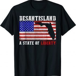 DeSantisLand State of Liberty Florida Map Florida Patriotic T-Shirt