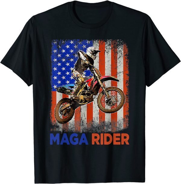 Dirt Bike Motocross Biker American Flag 4th of July 2022 Shirt