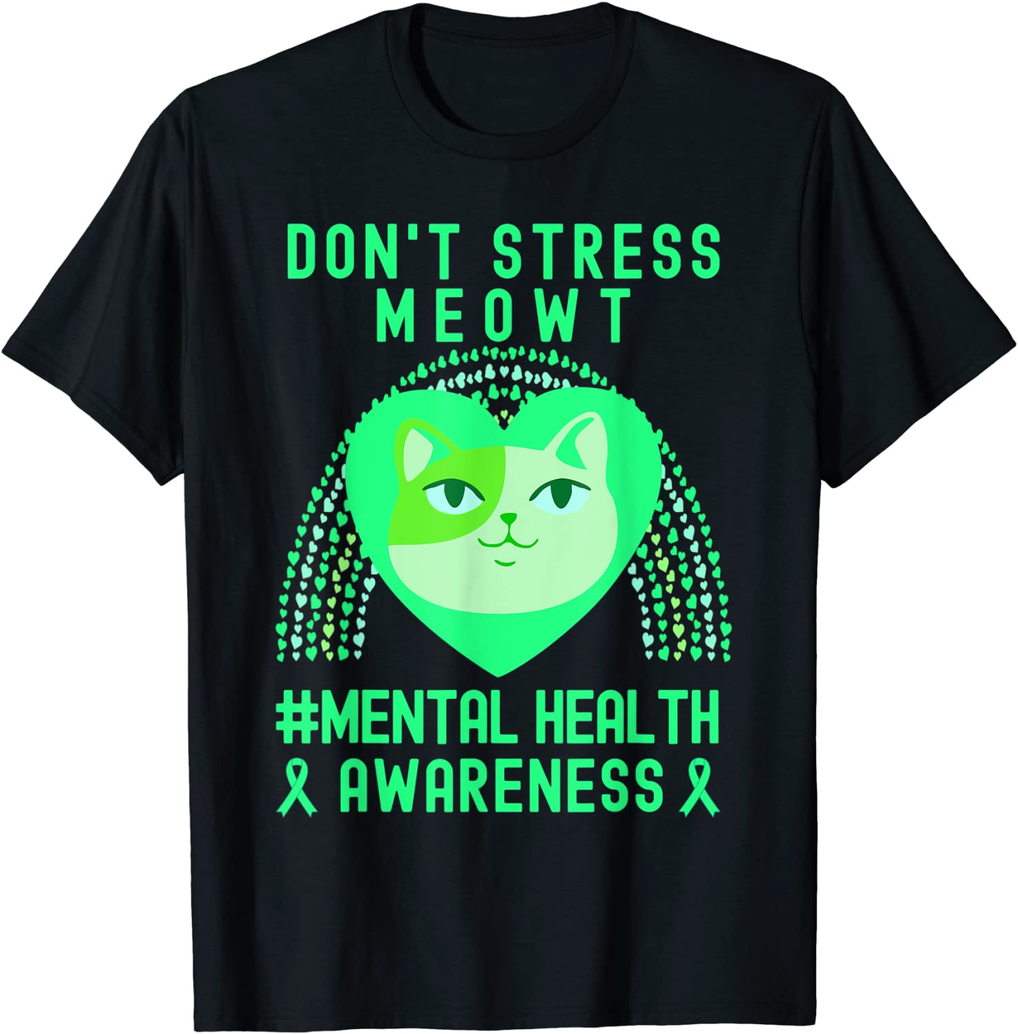Don't Stress Meowt Mental Health Awareness Rainbow Heart Cat 2022 Shirt
