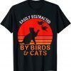Easily Distracted By Birds And Cats Bird And Cat Lover 2022 Shirt