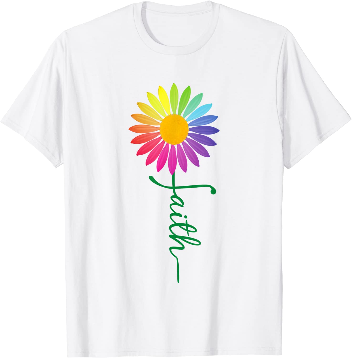 Faith Cross Flower Rainbow Classic Shirt