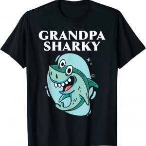 Grandpa Sharky Grandfather Shark Lover Grandparent 2022 Shirt