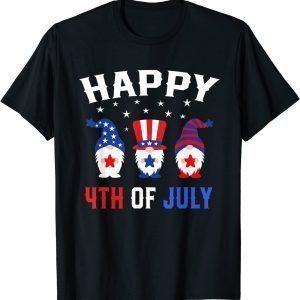 Happy 4th of July Gnomes Patriotic American Flag Cute Gnomes T-Shirt