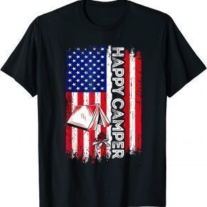 Happy Camper American Flag Camping Hiking 2022 Shirt