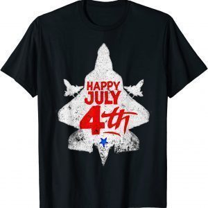 Happy July 4th American Flag Patriotic Vintage Jet Fighter T-Shirt